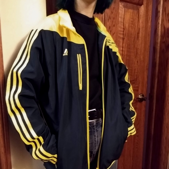 Yellow and black Adidas windbreaker jacket - Picture 2 of 2